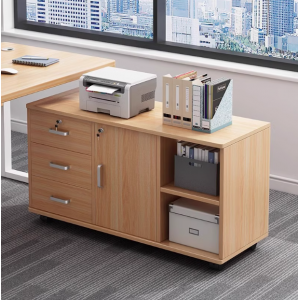 文件柜办公室木质带锁小柜子移动收纳柜抽屉柜带轮桌下储物柜矮柜